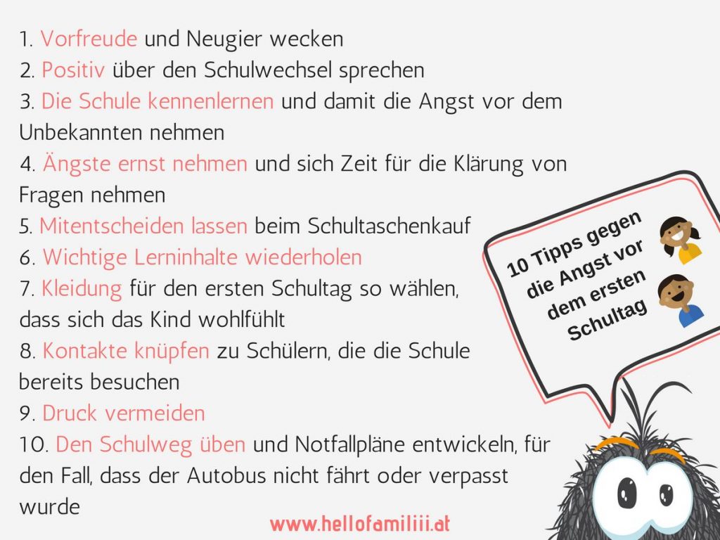 tipps gegen angst vor erstem schultag