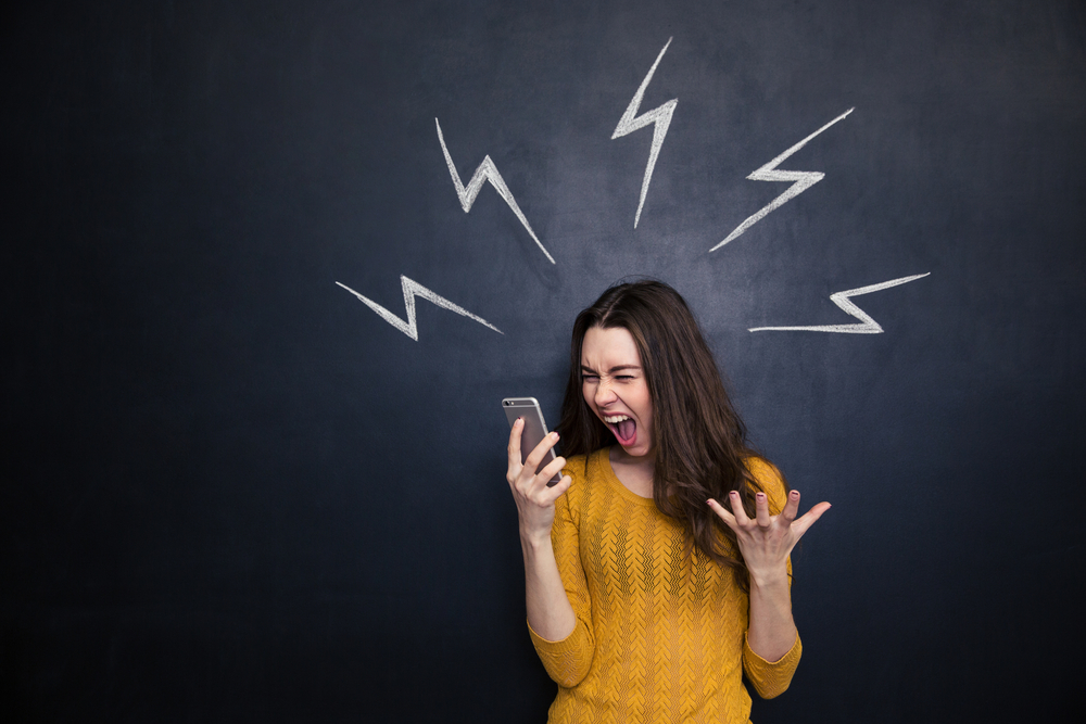 Frau im digitalen Stress