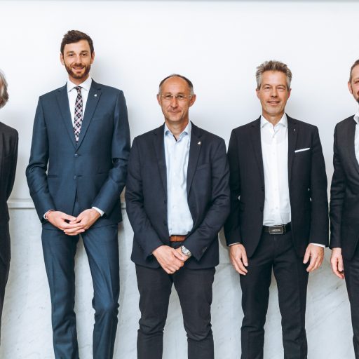 v.l.n.r.: Prim. Univ. Prof. Dr. Karl Zwiauer, RA Mag. Jakob HütthalerBrandauer, Prof. Dr. Walter Mihatsch, Prof. Dr. Bernd Stahl, Dr. Christopher Mayr