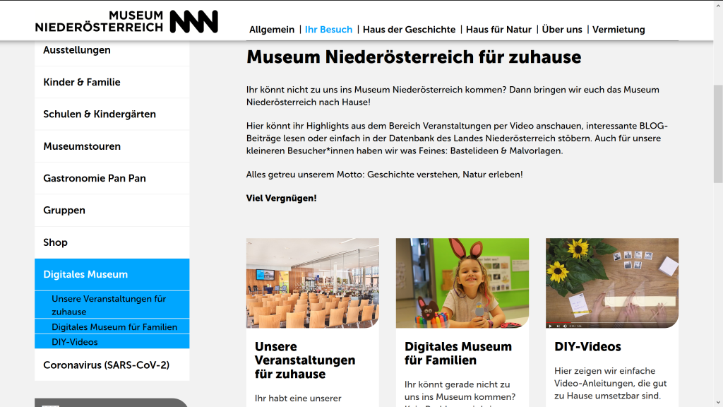 Museum Niederösterreich Screenshot Digitales Museum
