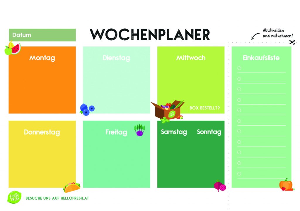 HelloFresh Wochenplaner