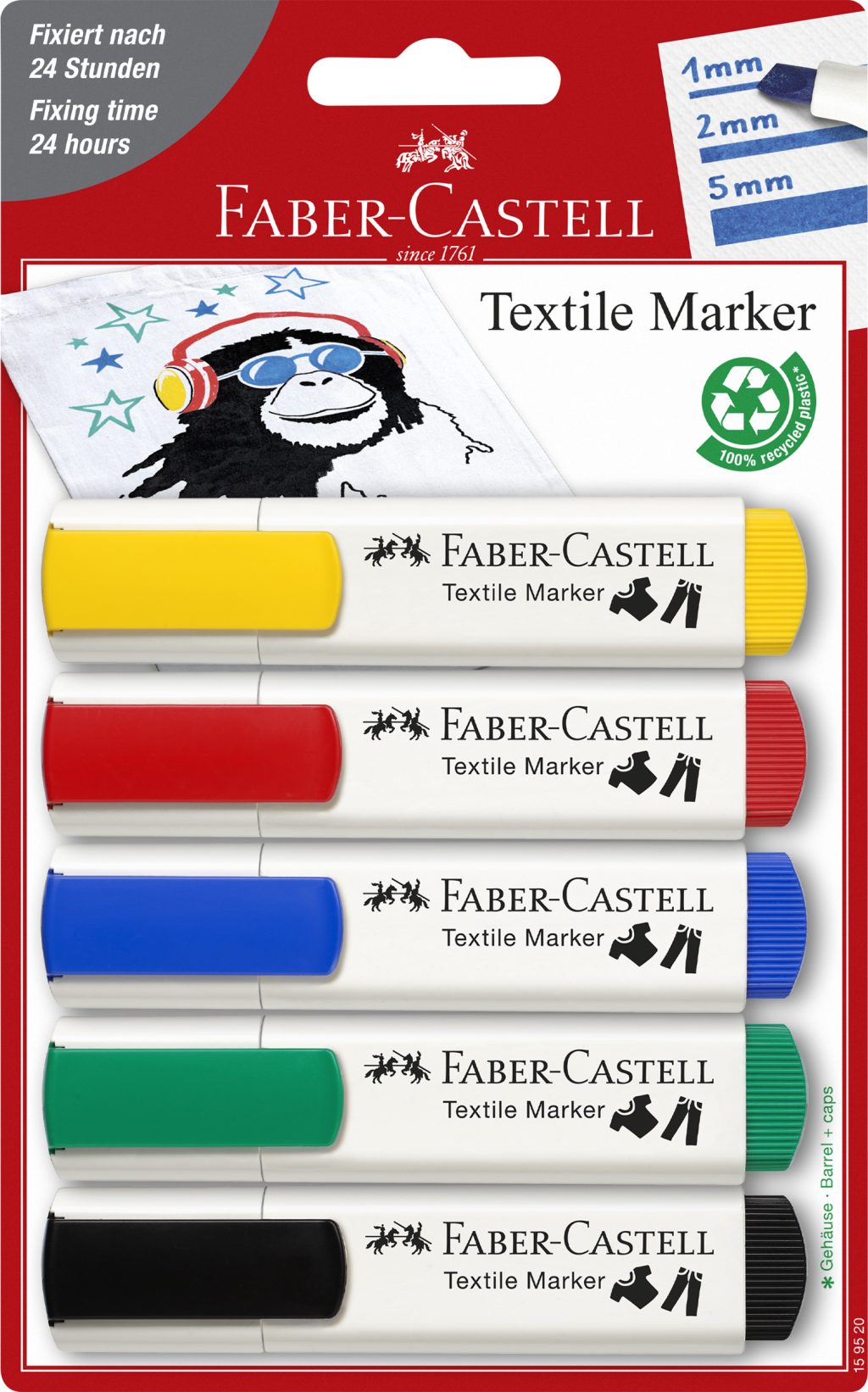 Textile Marker, 5 colours