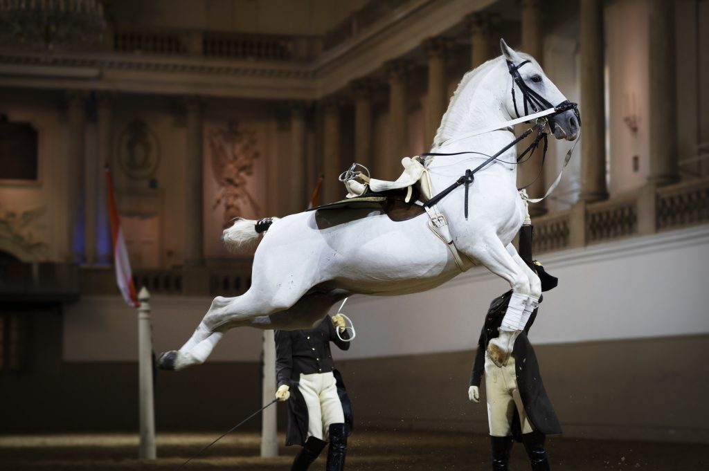 Capriole an der Hand in der Spanischen Hofreitschule