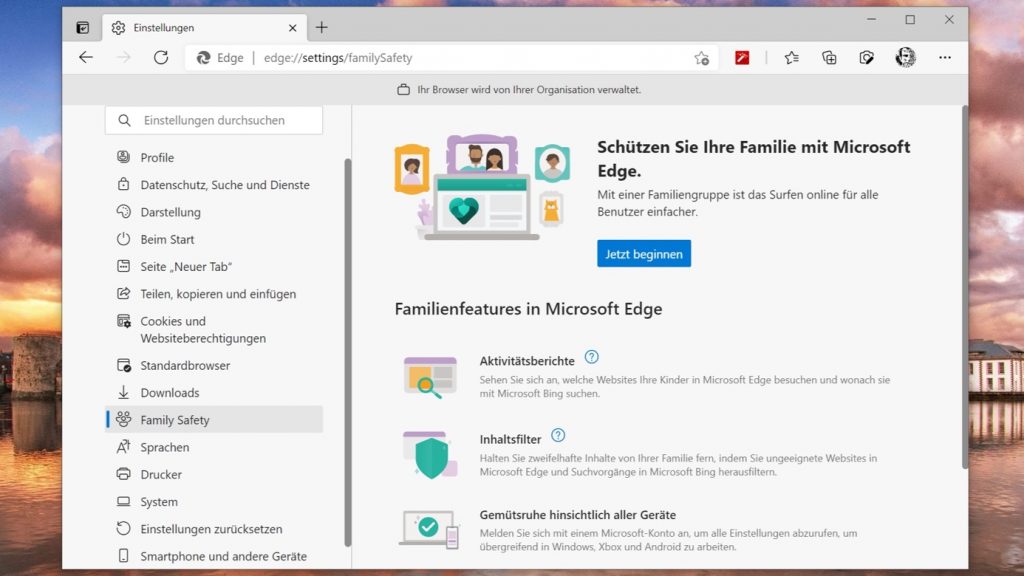 Microsoft Edge Familiengruppe