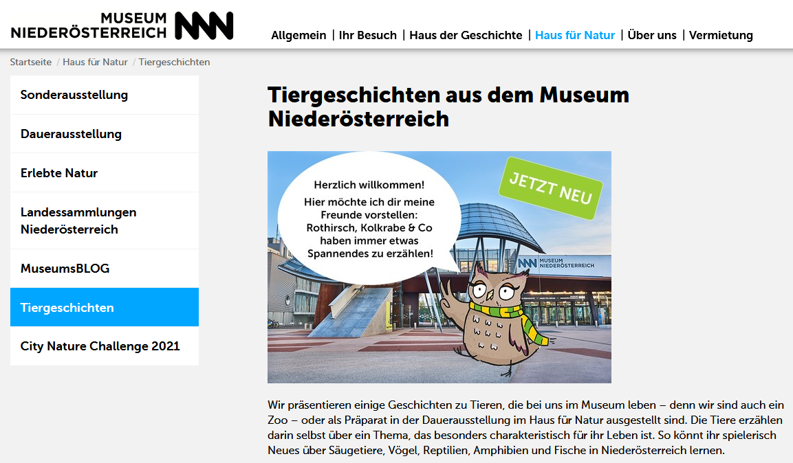 Tiergeschichten Screenshot Webseite