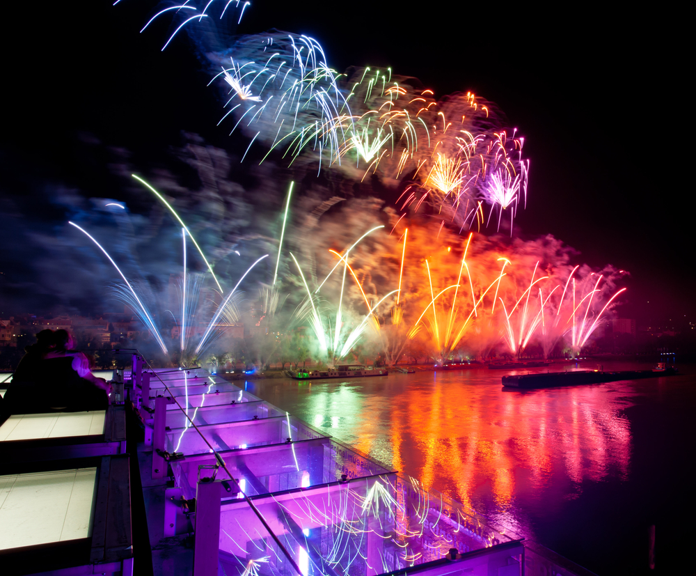 Linz,,Austria,-,Sep,03,,2011:,Fireworks,At,The,Linzer