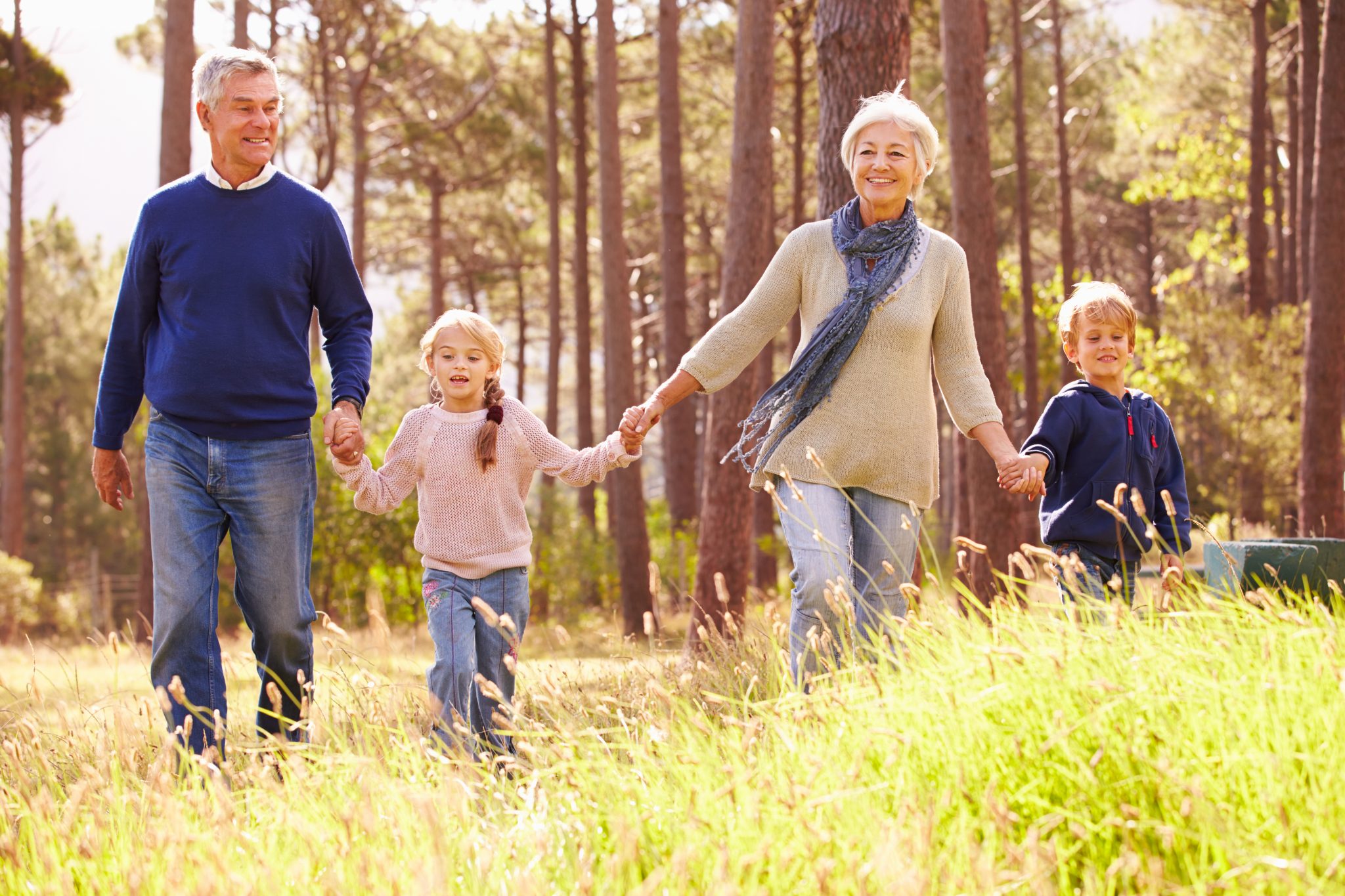 Grandparents,And,Grandchildren,Walking,In,The,Countryside