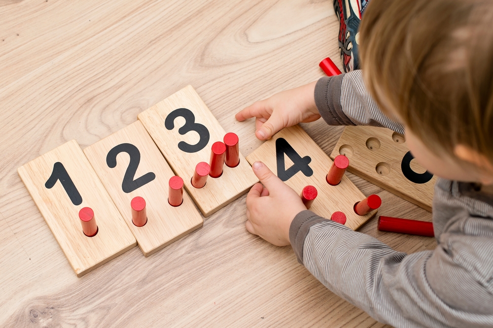 Wooden,Figures,Of,The,Montessori,Methodology.,Math,Kids,Counting,Puzzle