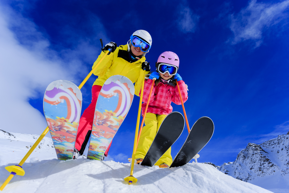 Ski,,Skiers,,Sun,And,Winter,Fun,-,Skiers,Enjoying,Ski