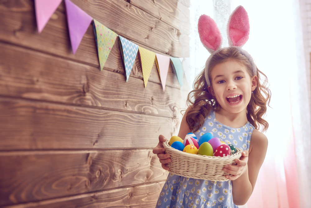 Cute,Little,Child,Wearing,Bunny,Ears,On,Easter,Day.,Girl