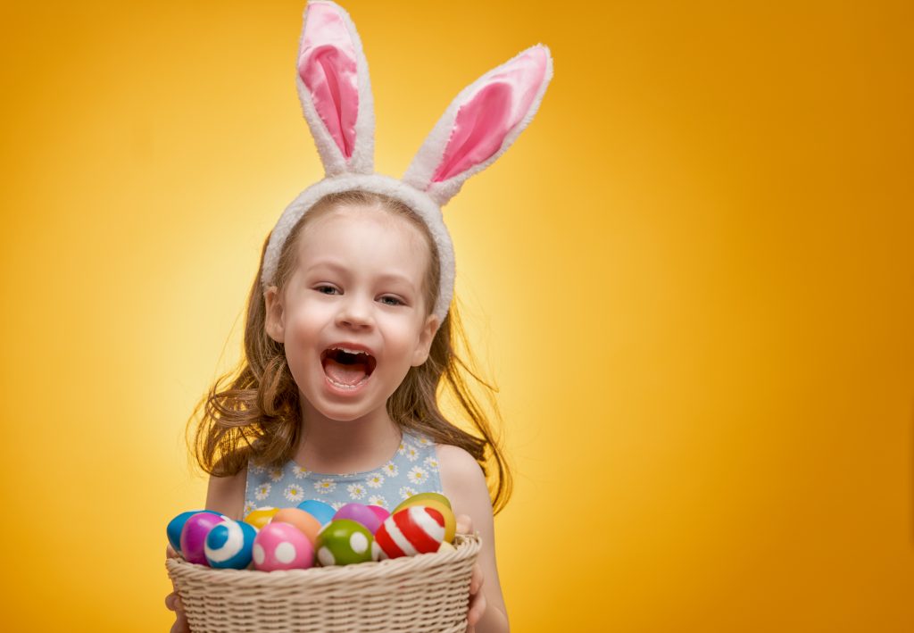 Cute,Little,Child,Wearing,Bunny,Ears,On,Easter,Day.,Girl