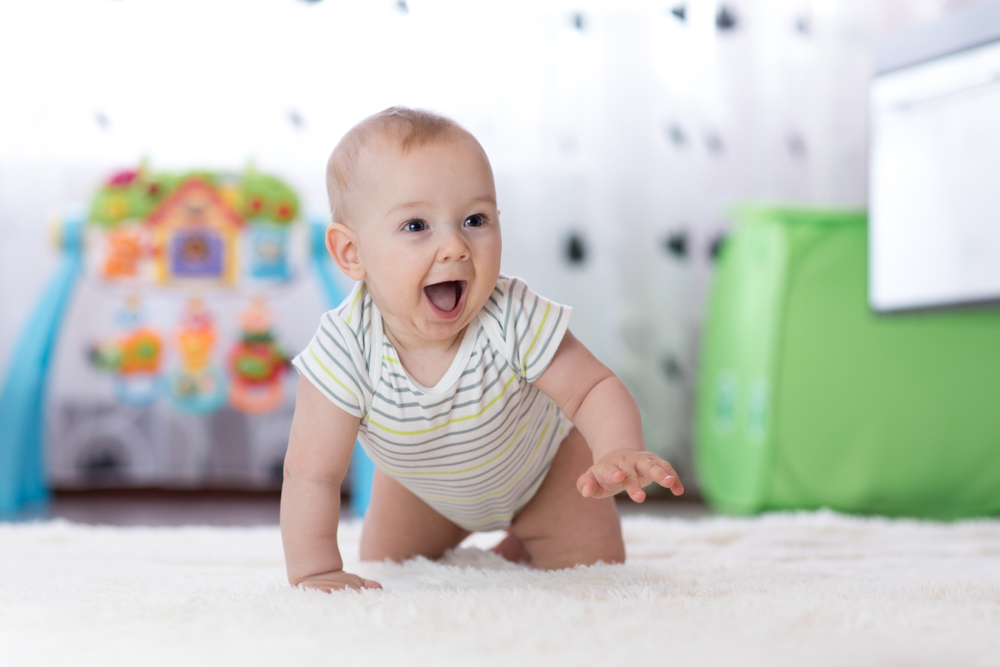 Crawling,Funny,Baby,Boy,In,Nursery,At,Home.
