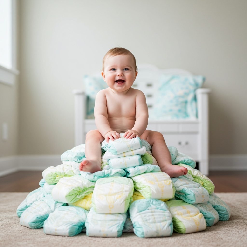 Indoor,Photo,Of,Baby,With,Diaper,Mountain