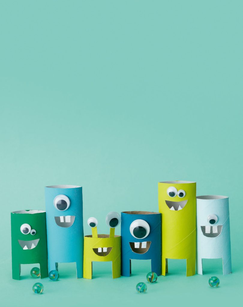 Klorollen-DIY: Murmel-Monster